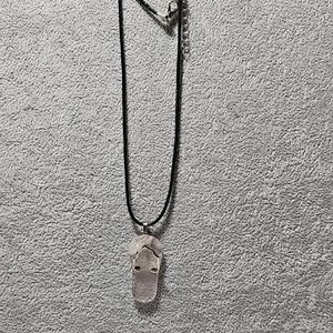 Black Cord Necklace with Silver Pendant